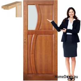 Wooden door with frame colored glass RN6 60