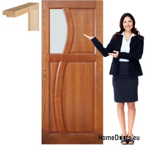 Wooden door with frame colored glass RN6 60