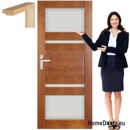 Wooden door with frame glass colored RV5 60