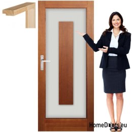 Wooden door with frame glass colored EM5 90
