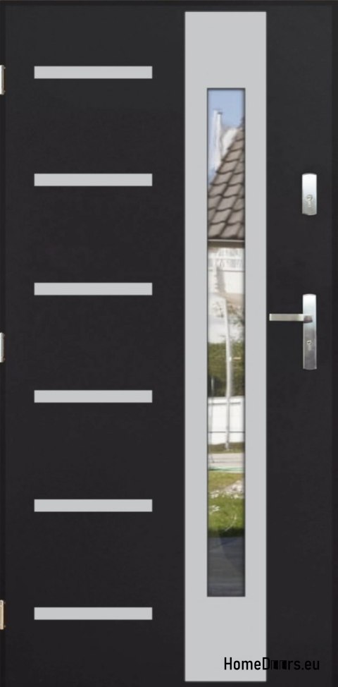 Exterior door THICK 72 WARM WITH MIRROR 80 inox
