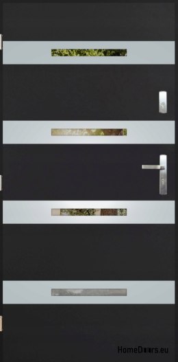 Exterior door with mirror W-7 INOX 70/80/90/100