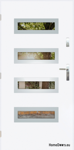 Exterior door with mirror W-6 INOX 70/80/90/100