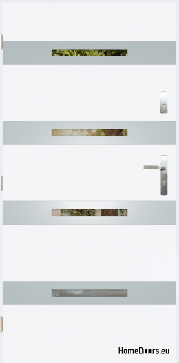 Exterior door with mirror W-7 INOX 70/80/90/100
