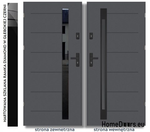 Exterior doors COPENHAGEN WITH BLACK GLASS THICK warm 70mm, OFF-THE-SHELF, 90 L Exterior doors COPENHAGEN WITH BLACK GLASS THICK warm 70mm, OFF-THE-SHELF, 90 L
