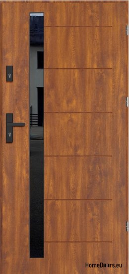 Exterior doors COPENHAGEN WITH BLACK GLASS THICK warm 70mm, OFF-THE-SHELF, 90 P