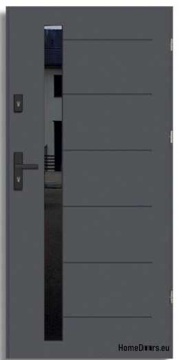Exterior doors COPENHAGEN WITH BLACK GLASS THICK warm 70mm, OFF-THE-SHELF, 90 P