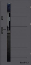 Exterior doors COPENHAGEN WITH BLACK GLASS THICK warm 70mm, OFF-THE-SHELF, 90 P