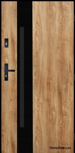 Exterior door THICK warm 72mm MARS 01 90 Oak turner Black frame