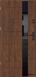 External door BORNHOLM WITH BLACK GLASS THICK warm 70mm, OFF-THE-SHELF, 90 L