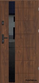 External door BORNHOLM WITH BLACK GLASS THICK warm 70mm, OFF-THE-SHELF, 90 P