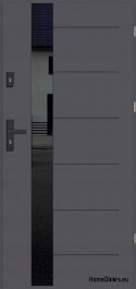 External door BORNHOLM WITH BLACK GLASS THICK warm 70mm, OFF-THE-SHELF, 90 P