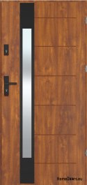 LAUSANNE NERO exterior door with mirror, THICK warm 72mm, OFF-THE-SHELF, 90 P