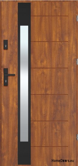LAUSANNE NERO exterior door with mirror, THICK warm 72mm, OFF-THE-SHELF, 90 P