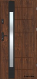 LAUSANNE NERO exterior door with mirror, THICK warm 72mm, OFF-THE-SHELF, 90 P