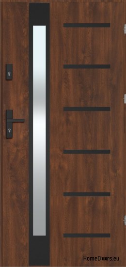 REMO BLACK exterior door with mirror, THICK warm 70mm, OFF-the-SHELF, 90 P