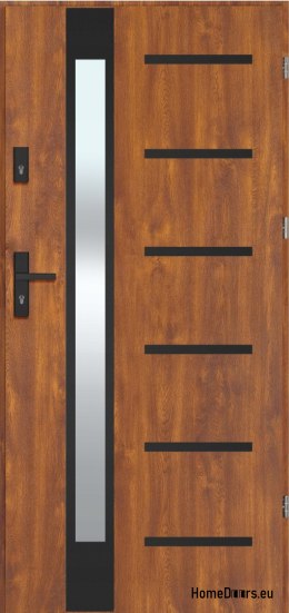 REMO BLACK exterior door with mirror, THICK warm 70mm, OFF-the-SHELF, 90 P