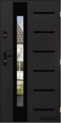 REMO BLACK exterior door with mirror, THICK warm 70mm, OFF-the-SHELF, 90 P