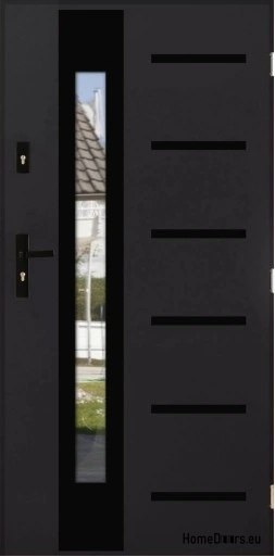 REMO BLACK exterior door with mirror, THICK warm 70mm, OFF-the-SHELF, 90 P