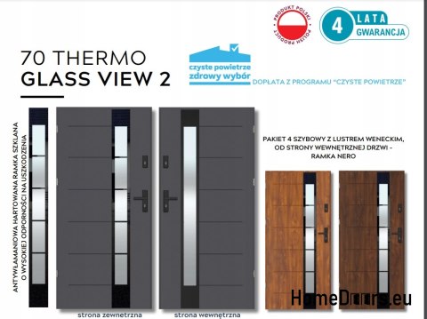 Drzwi zewnętrzne ciepłe THERMO GLASS 4 Pakiet 4 szybowy 70mm, OD RĘKI, 90 L Drzwi zewnętrzne ciepłe THERMO GLASS 4 Pakiet 4 szybowy 70mm, OD RĘKI, 90 L