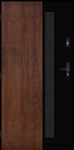 PANTOR ALPINE-PASIVE 01 Exterior Door Left 90 Walnut Thick 72mm Warm