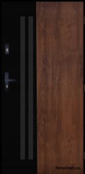Exterior door PANTOR BERGEN 01 right 90 walnut thick 72mm warm