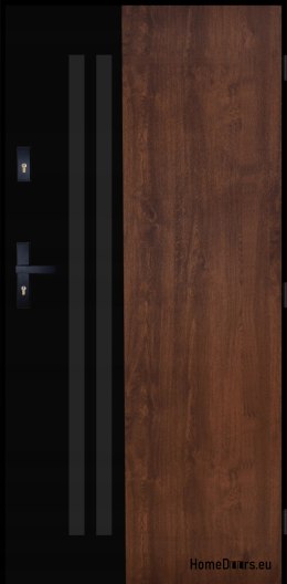 Exterior door PANTOR BERGEN 01 right 90 walnut thick 72mm warm