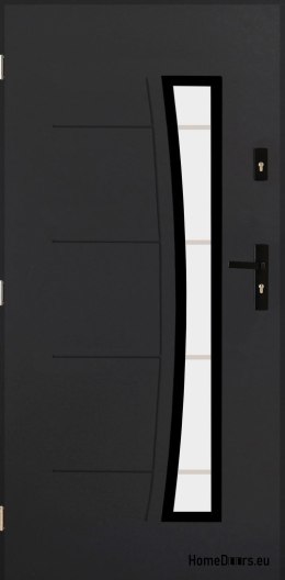 Strong exterior door with glass 55mm POP 02 80 left anthracite