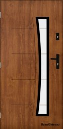 Strong exterior door with glass 55mm POP 02 80 left golden oak