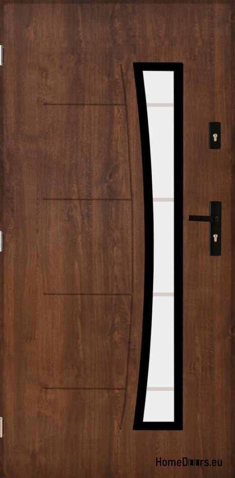 Strong exterior door with glass 55mm POP 02 90 left walnut Strong exterior door with glass 55mm POP 02 90 left walnut