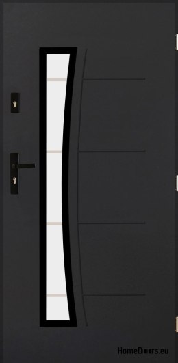 Strong exterior door with glass 55mm POP 02 90 right anthracite