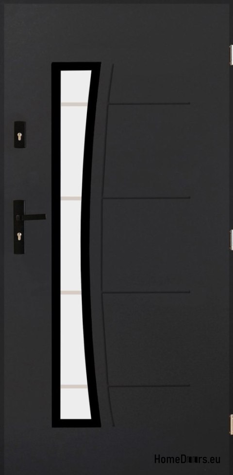 Strong exterior door with glass 55mm POP 02 90 right anthracite Strong exterior door with glass 55mm POP 02 90 right anthracite
