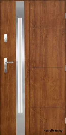 Polish Steel Exterior Door 55mm Sonata 03 90 Right Golden Oak