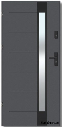 BREMA NERO exterior door with one-way mirror, THICK 70mm, OFF-THE-SHELF, 90 L