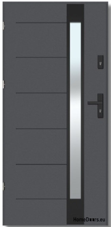 BREMA NERO exterior door with one-way mirror, THICK 70mm, OFF-THE-SHELF, 90 L BREMA NERO exterior door with one-way mirror, THICK 70mm, OFF-THE-SHELF, 90 L