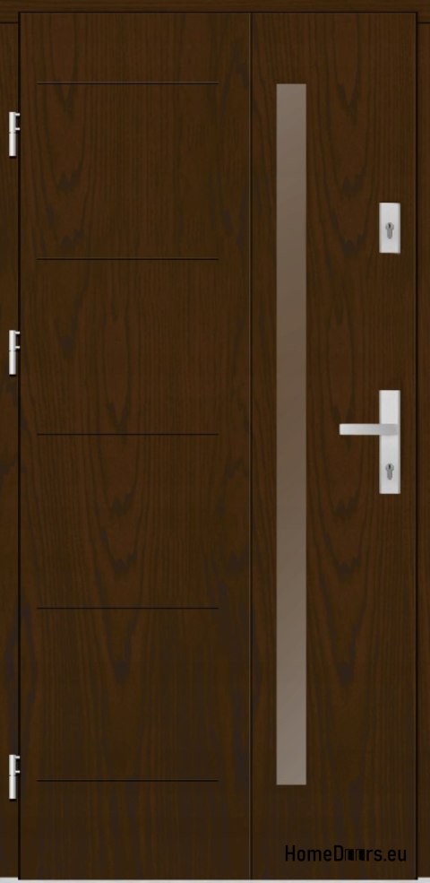 Wooden exterior door Almeria 68 mm warm 90 Left walnut, IN STOCK