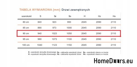 Wooden exterior door Almeria 68 mm warm 90 Left walnut, IN STOCK