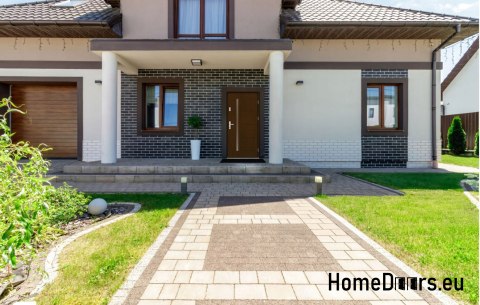 Wooden exterior door Almeria 68 mm warm 90 Left walnut, IN STOCK