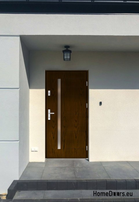Wooden exterior door Almeria 68 mm warm 90 Left walnut, IN STOCK