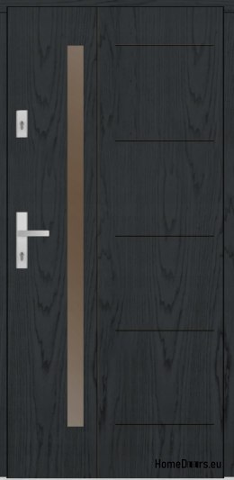 Wooden exterior door Almeria 68 mm warm 90 Right anthracite, READY TO STOCK