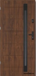 Steel exterior doors NARVIK BLACK 56 mm, OFF-THE-SHELF, 90 L walnut