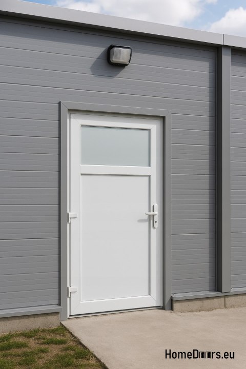 EXTERNAL TECHNICAL PVC UTILITY DOOR 110X205 cm WHITE LEFT