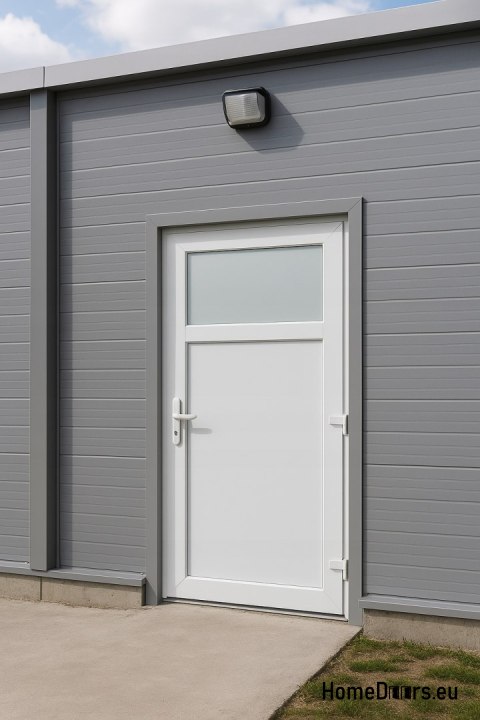 EXTERNAL TECHNICAL PVC UTILITY DOOR 110X205 cm WHITE RIGHT