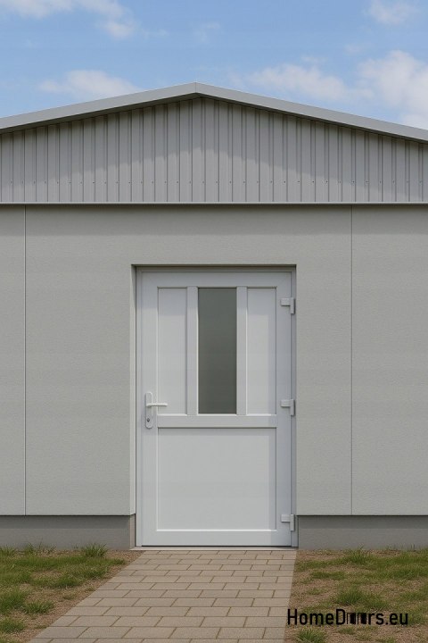 EXTERNAL TECHNICAL PVC UTILITY DOOR 110X205 cm WHITE RIGHT