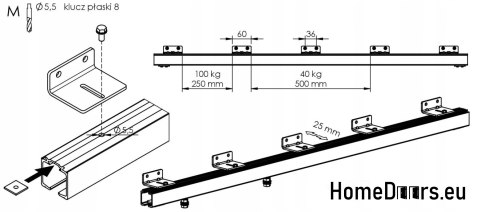 Sliding door 70 wall-mounted ALFA white 74 + sliding system