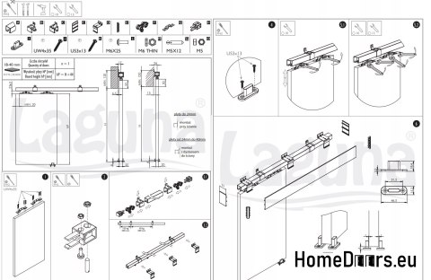 Sliding door 70 wall-mounted ALFA white 74 + sliding system