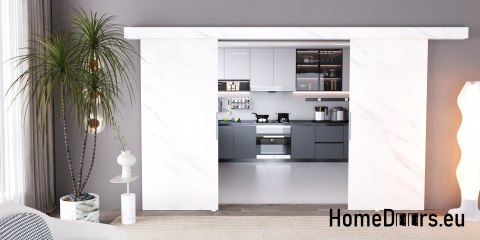 Drzwi przesuwne 148 naścienne ALFA LOFT 02 Marmur Biały 74+system przesuwny