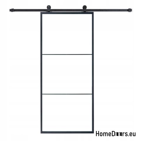 Sliding door 90 Loft 3S FROST glass steel black milk glass + system