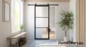 Sliding door 90 Loft 3S FROST glass steel black milk glass + system