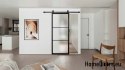 Sliding door 90 Loft 3S FROST glass steel black milk glass + system